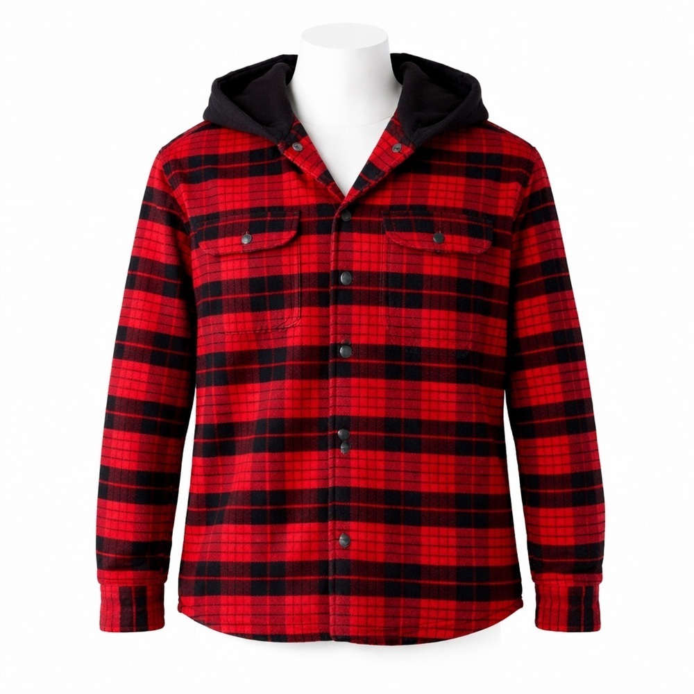 Size‎ S Roots Men’s Buffalo Plaid Hooded Shacket Snap Shirt Jacket Coat
